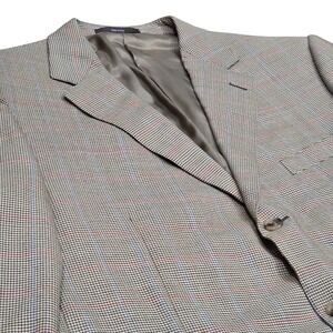 Ermenegildo Zegna Mens 48R Glen Plaid Check Blazer Sport Coat Jacket Light Brown